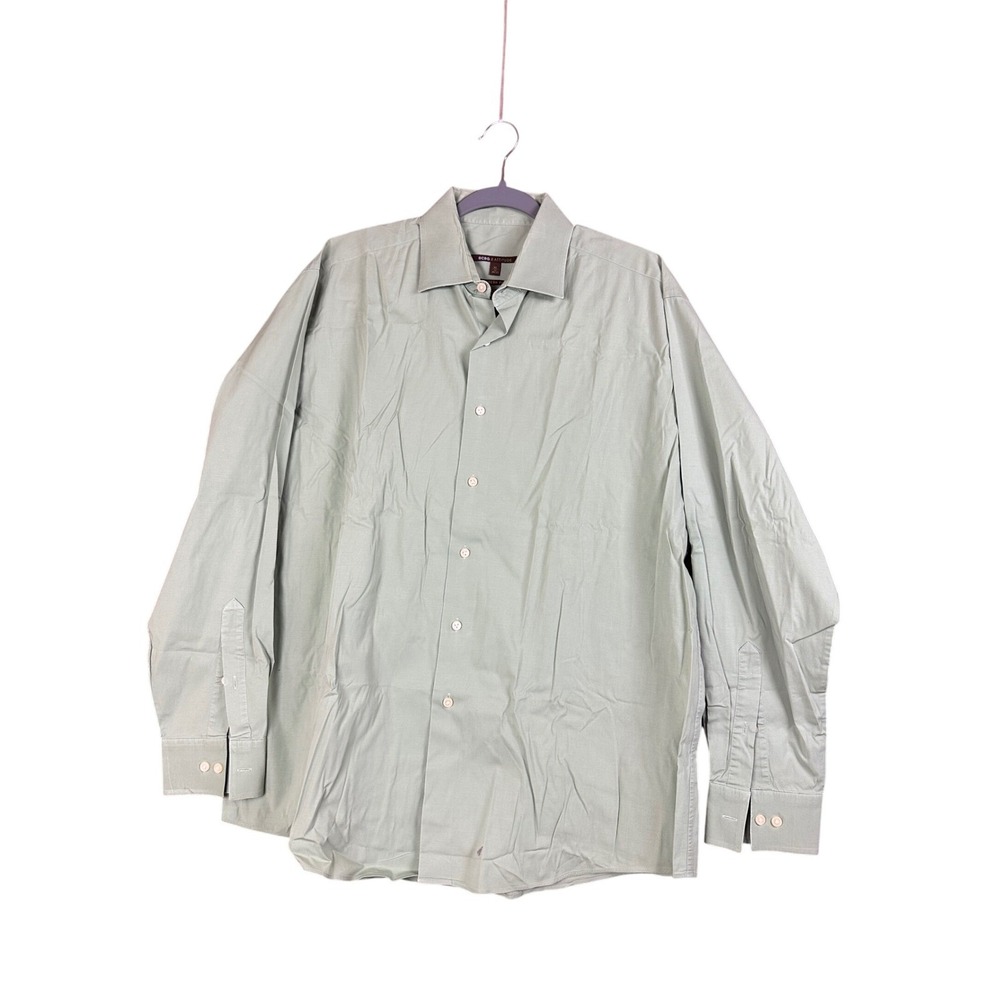 BCBG Attitude Mens Dress Shirt XL 17 34/35 Modern Fit Light Green